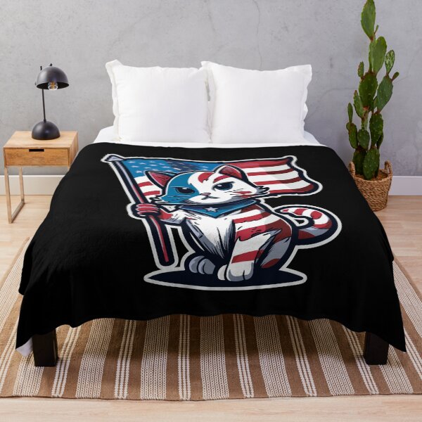 Item preview, Cute cat  with a US flag for 4th of July designed and sold by Gerald Waters.