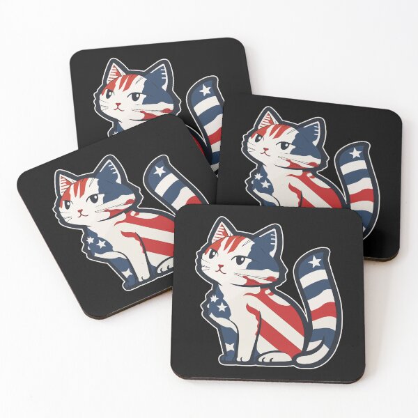Item preview, Cute cat with a US flag  colors for 4th of July designed and sold by Gerald Waters.
