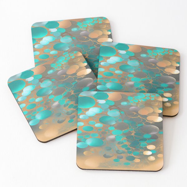 Item preview, Orange and Aqua Circular Bubbles Floating designed and sold by deniselynnimage.