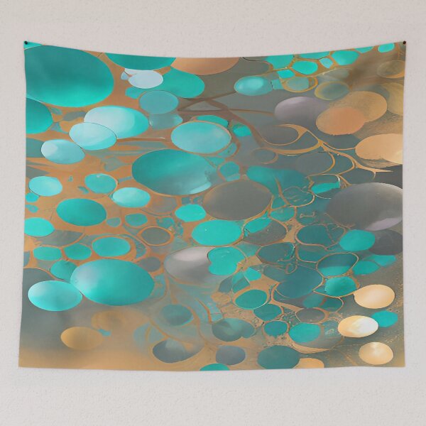 Item preview, Orange and Aqua Circular Bubbles Floating designed and sold by deniselynnimage.