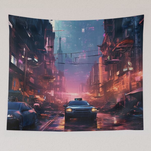 Item preview, Cyberpunk Rainy Street designed and sold by cyberartmaker.