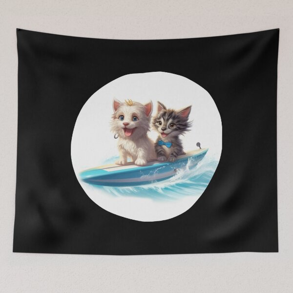 Item preview, Surfing cat and dog designed and sold by HarriPaloma.