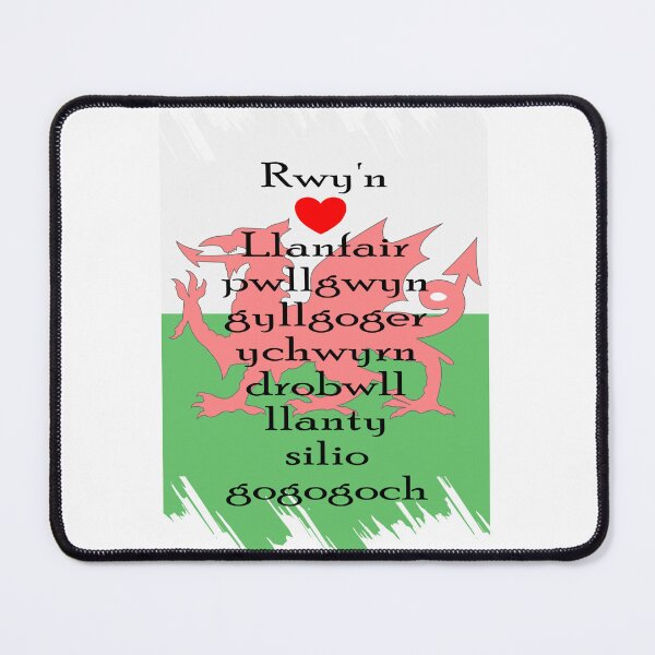 Item preview, "Rwy'n heart Llanfair­pwllgwyngyll­gogery­chwyrn­drobwll­llan­tysilio­gogo­goch" Fun welsh longest town name portrait design with Wales flag. designed and sold by Gormont.