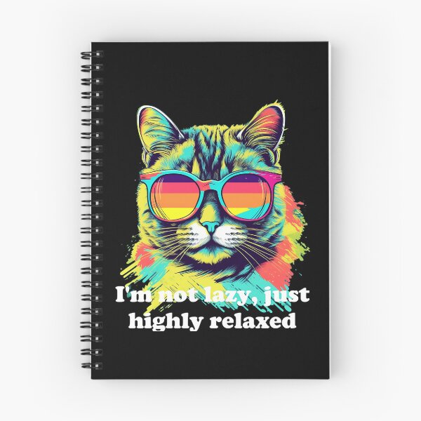 Item preview, Cute Cat with Sunglasses 'I'm Not Lazy, Just Highly Relaxed' White text designed and sold by SADStyleDesigns.