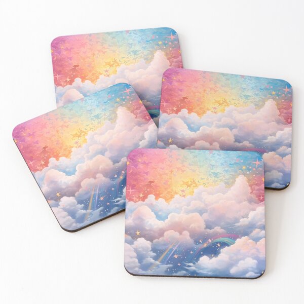 Item preview, Rainbow starry sky with fluffy comfy clouds designed and sold by SweetWhiskers.