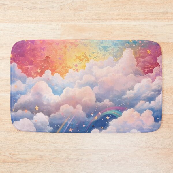 Item preview, Rainbow starry sky with fluffy comfy clouds designed and sold by SweetWhiskers.