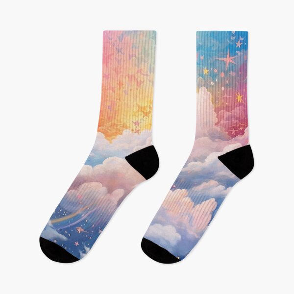 Item preview, Rainbow starry sky with fluffy comfy clouds designed and sold by SweetWhiskers.