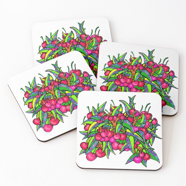 Item preview, Bunch of Plump Ripe Cherries with Flower Leaves designed and sold by RhondaChase.