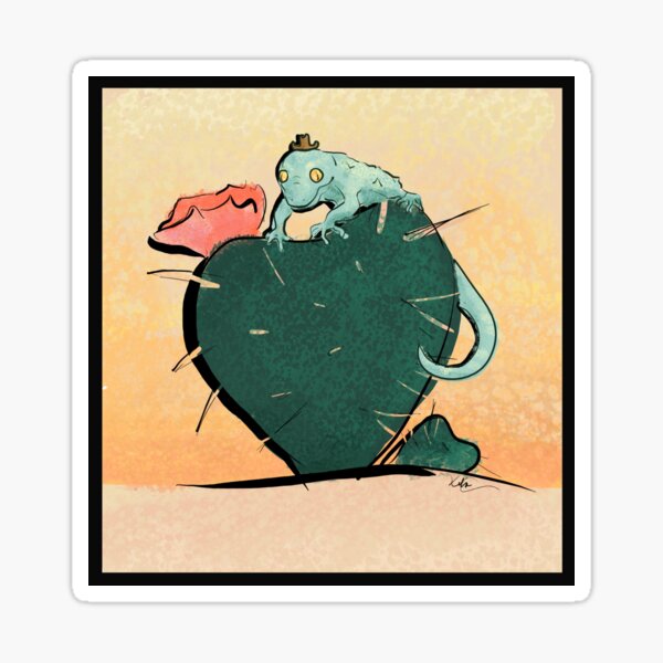 Cowboy Lizard on a Cactus Sticker
