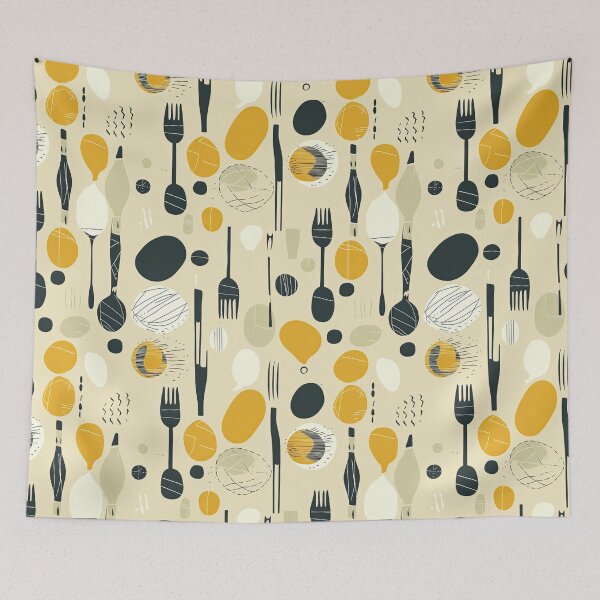 Item preview, Simple Kitchen Utensils Spoons and Forks Abstract Pattern designed and sold by Wonder Of Light.