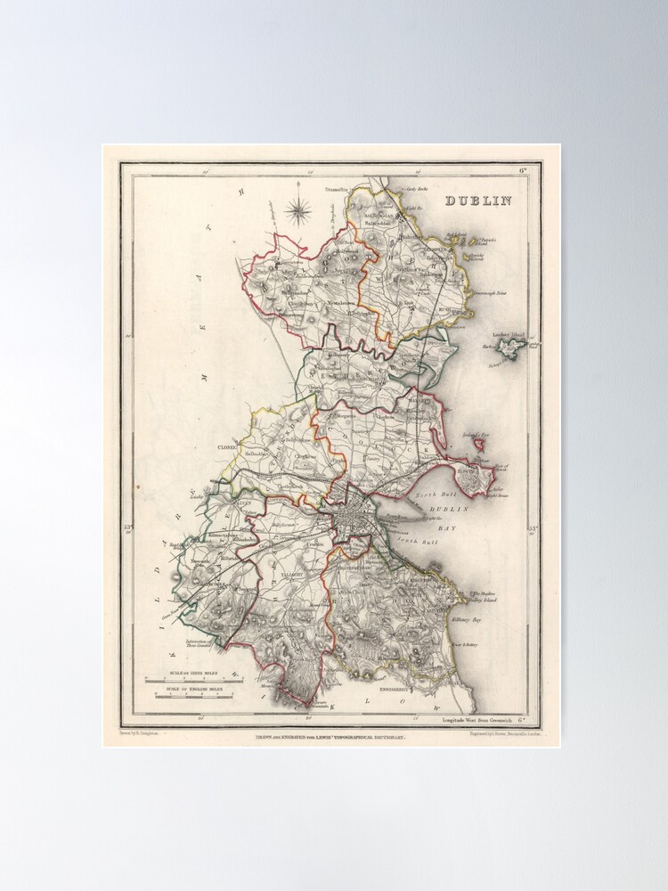 Old Dublin Ireland outlet Map (1883) Vintage Irish Capital City Atlas Shower Curtains