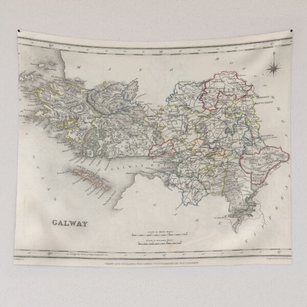 Item preview, Vintage Galway County Ireland Map (1846) Old Connacht Province Region Atlas designed and sold by BravuraMedia.