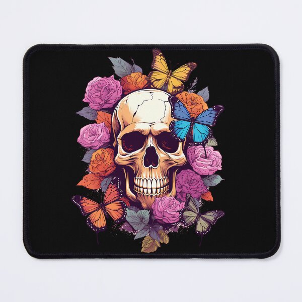 Item preview, Skull overgrown by multicolors butterflies and roses designed and sold by MDCGraphics.