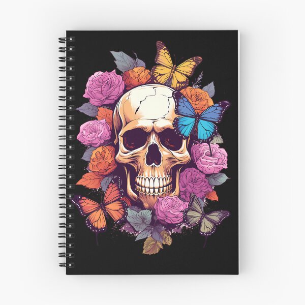Item preview, Skull overgrown by multicolors butterflies and roses designed and sold by MDCGraphics.