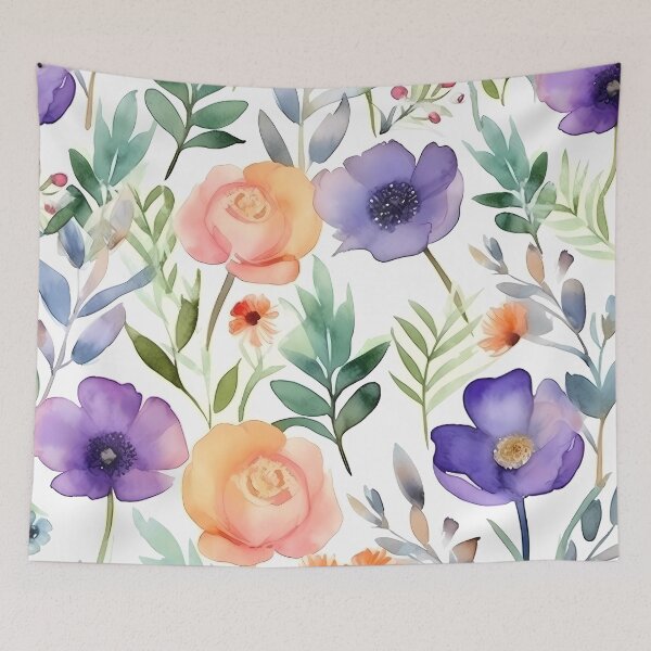Item preview,  Watercolor florals flowers colorful wildflower modern designed and sold by ArtHideaway.