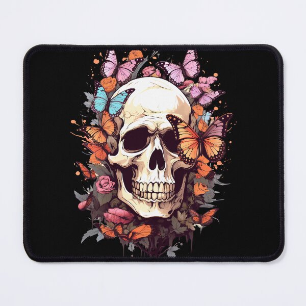 Item preview, Skull overgrown by multicolors butterflies and roses designed and sold by MDCGraphics.