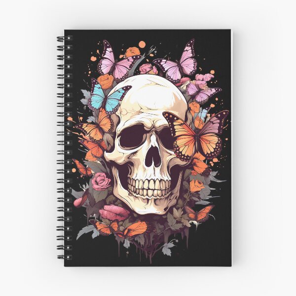 Item preview, Skull overgrown by multicolors butterflies and roses designed and sold by MDCGraphics.