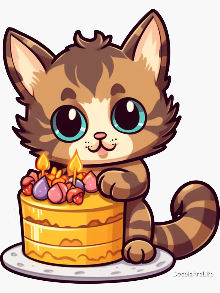 Cat has birthday party celebrate with cake Vector Image