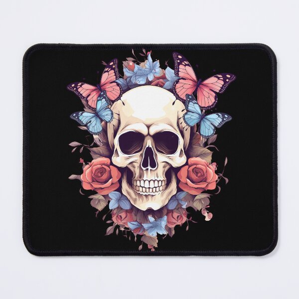 Item preview, Skull overgrown by multicolors butterflies and roses designed and sold by MDCGraphics.