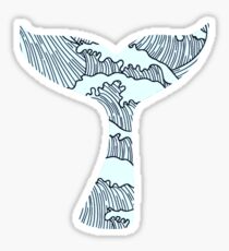Hand Drawn Waves on Whale Tail Sticker