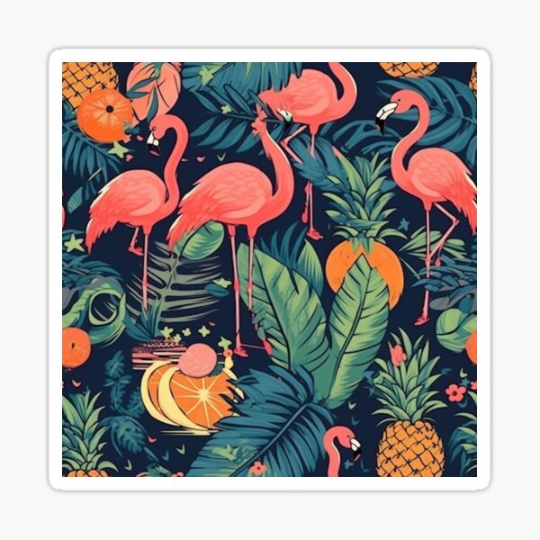 Item preview, seamless pattern of flamingos and pineapples, vibrant colors designed and sold by Artistry Studio.