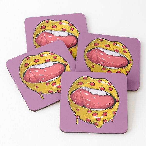 Item preview, Woman lips with pizza lipstick  designed and sold by Donutlovers.
