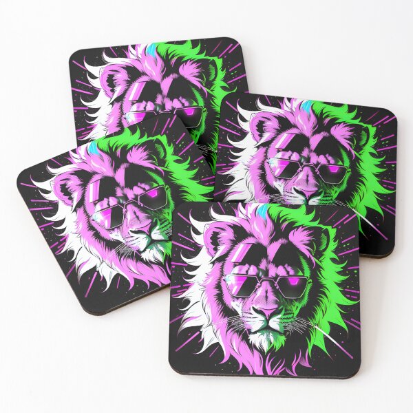 Item preview, Stylish lion with glasses - neon-colored t-shirt for wild fashionistas designed and sold by danh1z.