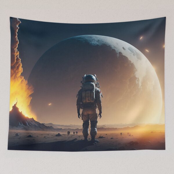 Item preview, Digital Art: Futuristic Astronaut on the Moon - Serenity Amidst Solitude designed and sold by PixelSpectrum.