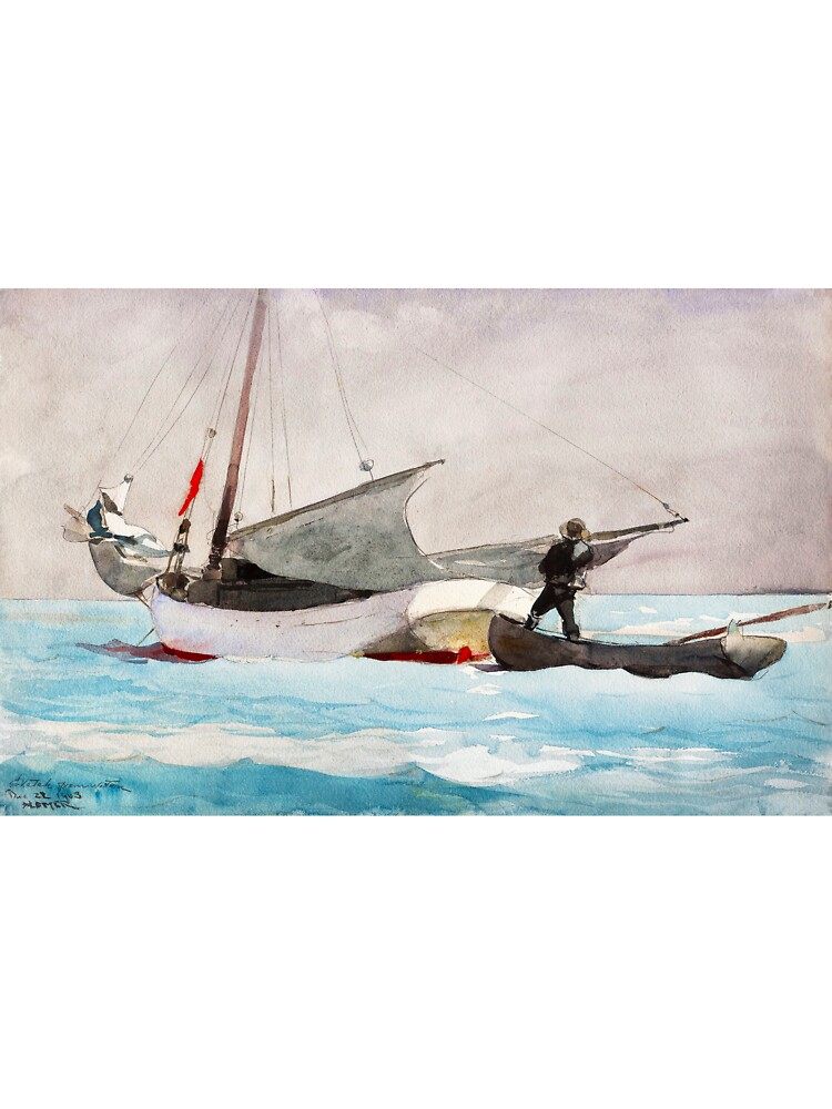 Stowing Sail, Caribbean blue gulf stream sailboat sailing nautical  masterpiece watercolor painting by Winslow Homer Kids T-Shirt for Sale by  Jéanpaul Ferro