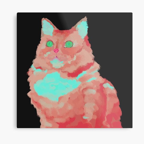 Extra Fluffy Cat Glow Edition Metal Print