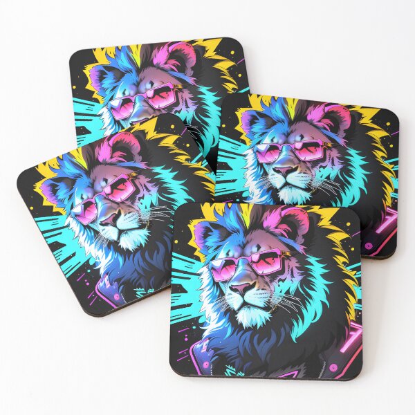 Item preview, Urban jungle vibe: lion with casual glasses and bright neon colors designed and sold by danh1z.