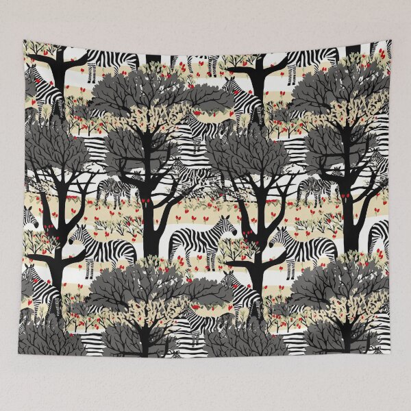Item preview, Colorful Animals Zebras and Trees Abstract Pattern designed and sold by Wonder Of Light.