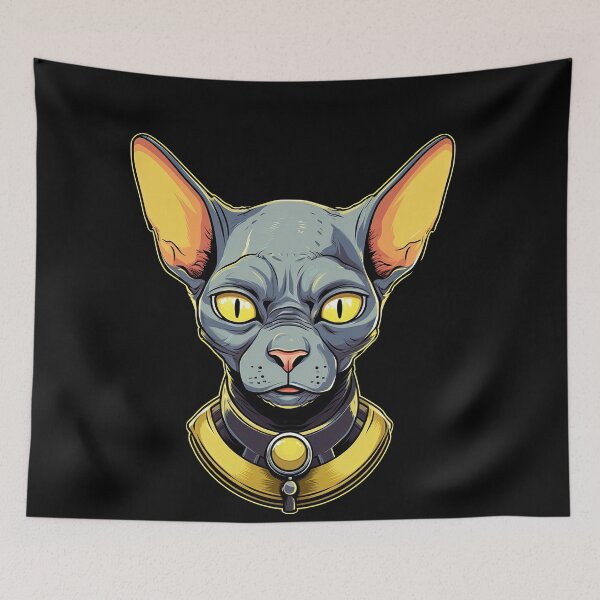 Item preview, Etiqueta engomada de la cara del gato de Sphynx de la | Caricaturas vanguardistas designed and sold by TortoPlusa.