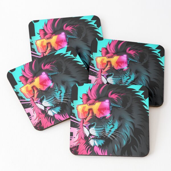 Item preview, Fashion meets wilderness: Cool lion with hip glasses in neon colors designed and sold by danh1z.