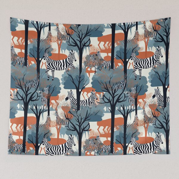 Item preview, Colorful Animals Zebras and Trees Abstract Pattern designed and sold by Wonder Of Light.