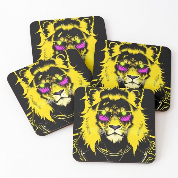 Item preview, Brilliant design: stylish lion with cool glasses in eye-catching neon colors designed and sold by danh1z.