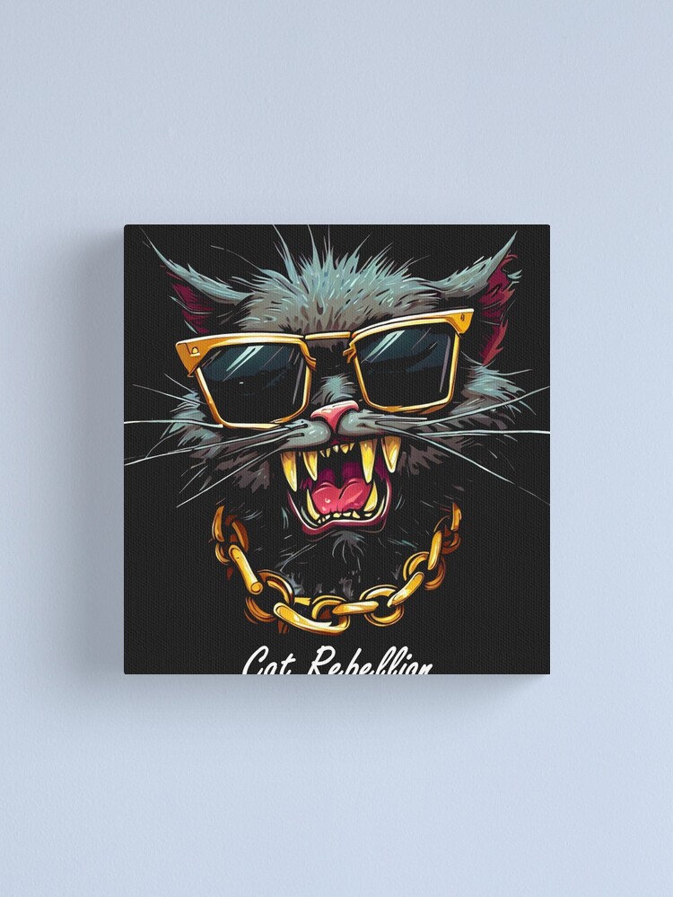 Cat Rebellion - Stylish cat with sunglasses and gold chain Essential  T-Shirtundefined by LV-creator