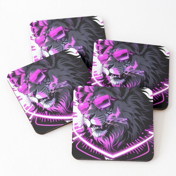 Item preview, Wild and trendy: lion with trendy glasses and bright neon colors designed and sold by danh1z.