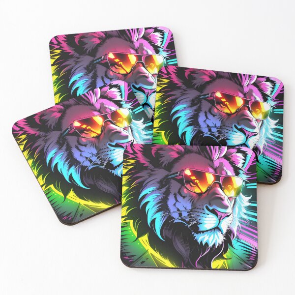 Item preview, Innovative lion design: neon colors, glasses and a touch of eccentricity designed and sold by danh1z.