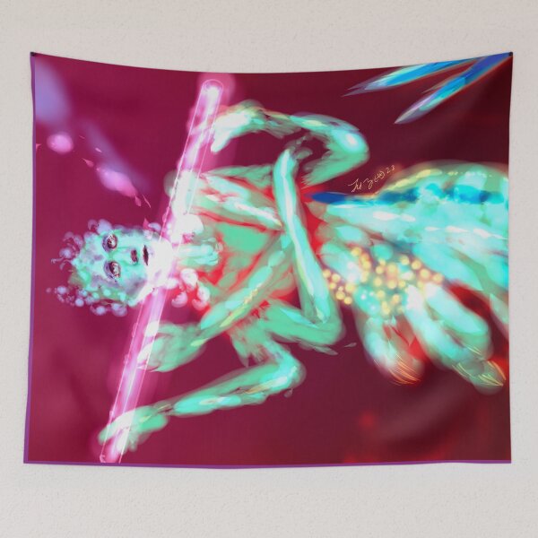 Item preview, Fairy flute mermaid faerie shrimp multi arm goddess flautist glowing fantasy designed and sold by sandpaperdaisy.