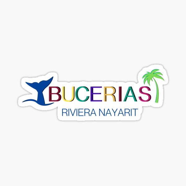 Bucerias Mexico - Riviera Nayarit - Nuevo Vallarta Text with Whale Tail and Palm Tree Sticker