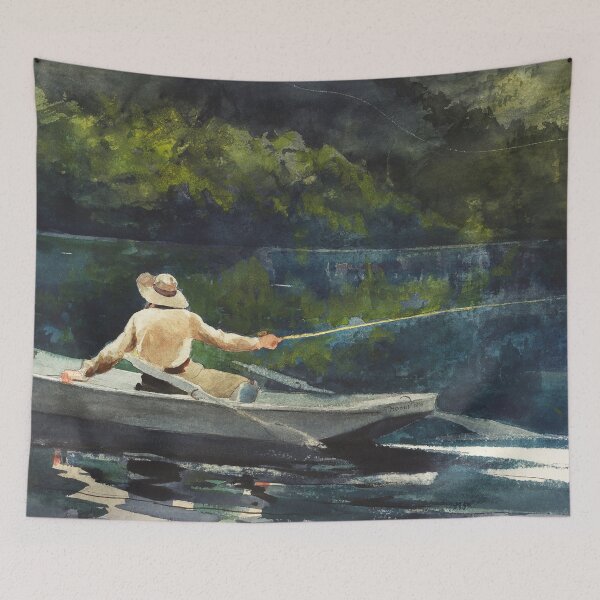 Item preview, Winslow Homer's Casting, Number Two canoe fishing river watercolor masterpiece landscape nature painting designed and sold by Jéanpaul  Ferro.