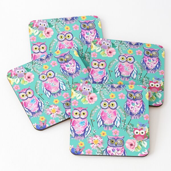 Item preview, Funky owls on turquoise designed and sold by SophieClimaArt.