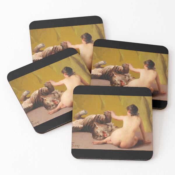 Item preview, Playing with the Tiger Luis Ricardo Falero (Spanish, 1851 – 1896) designed and sold by ohhsomefinds.