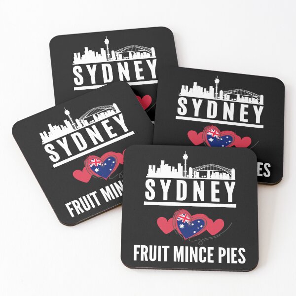 Item preview, Sydney Loves Fruit Mince Pies Cityscape (with white text). designed and sold by MPC-Mince-Pies.