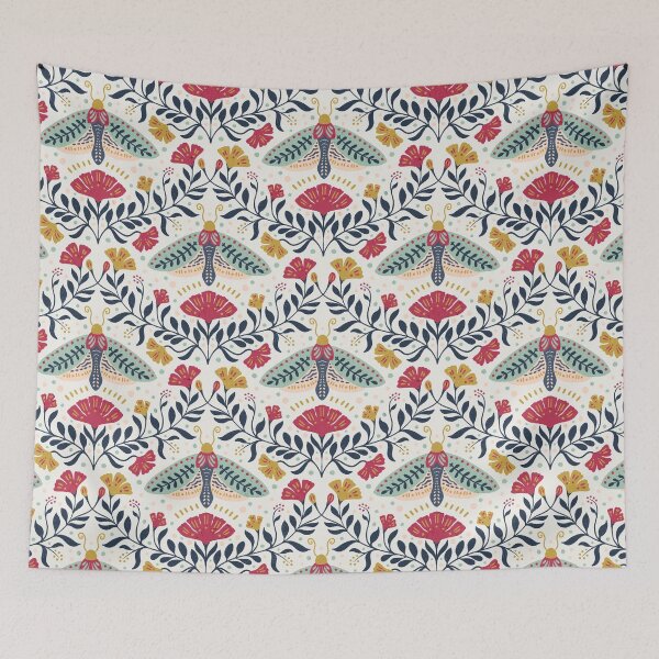 Item preview, Floral Folksy Moth Pattern designed and sold by Kishiandstar.