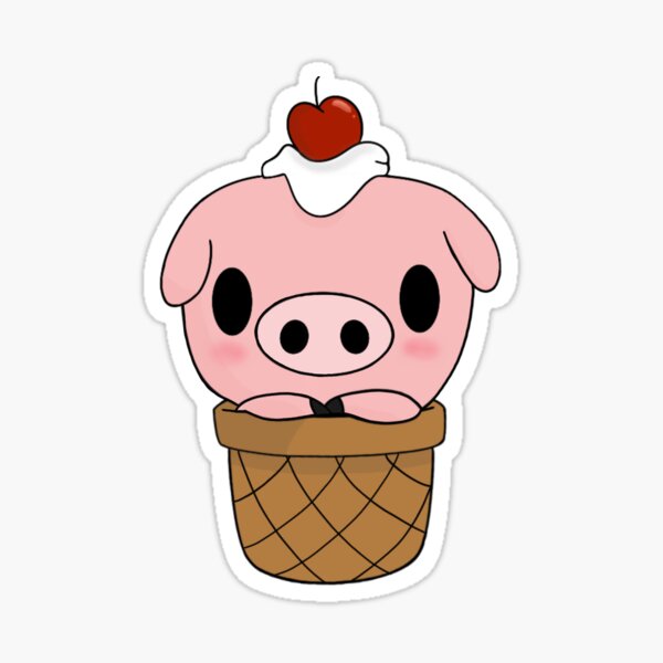 Pig Ice Cream Cone Sticker