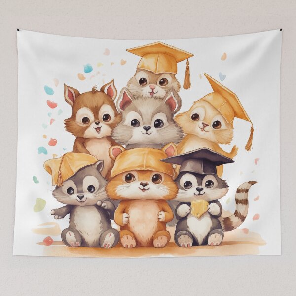 Item preview, A group of cute animals celebrating graduation designed and sold by LoLovi.