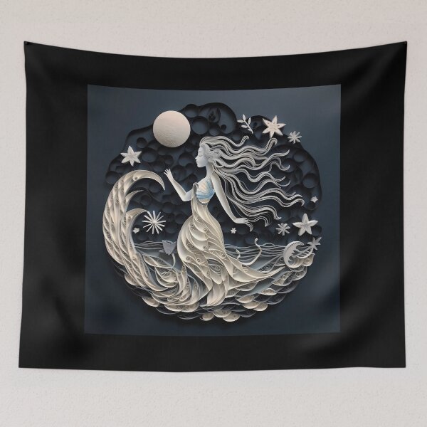 Item preview, Stylish black and white colored ocean mermaid designed and sold by AdiRemba.