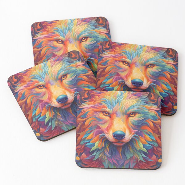 Item preview, psychedelic wolf, orange motive designed and sold by R&B Art and design.